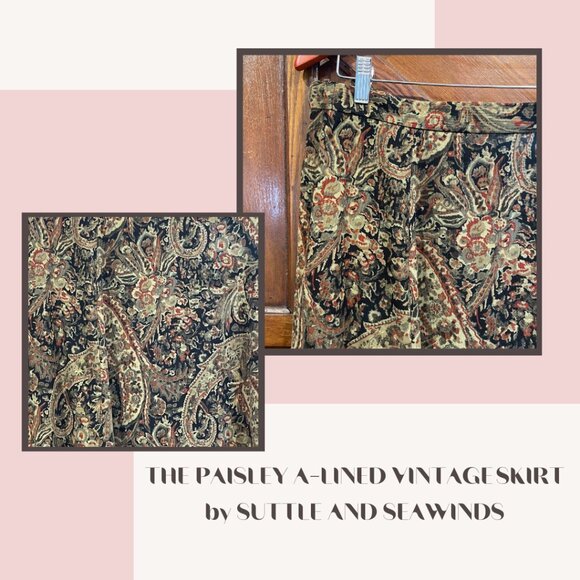 VELVET PAISLEY A-LINED SKIRT - Picture 1 of 5